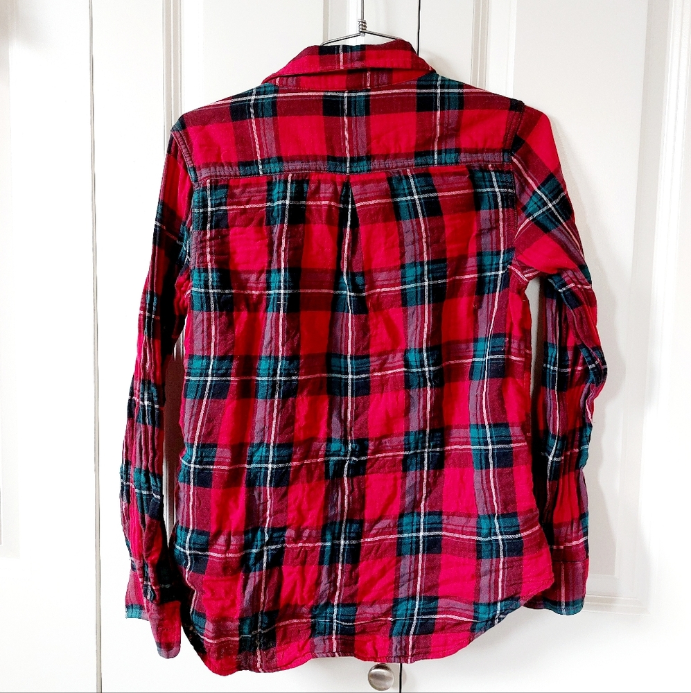 Red & Green Christmas Plaid Button Up size small Flag & Anthem - Picture 2 of 6